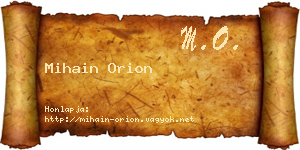Mihain Orion névjegykártya